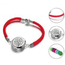Essential Oil diffuser bracelet stainless steel locket bracelet red braided rope diffuser locket