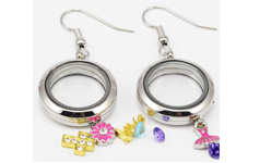 Fashion DIY floating memory locket earring