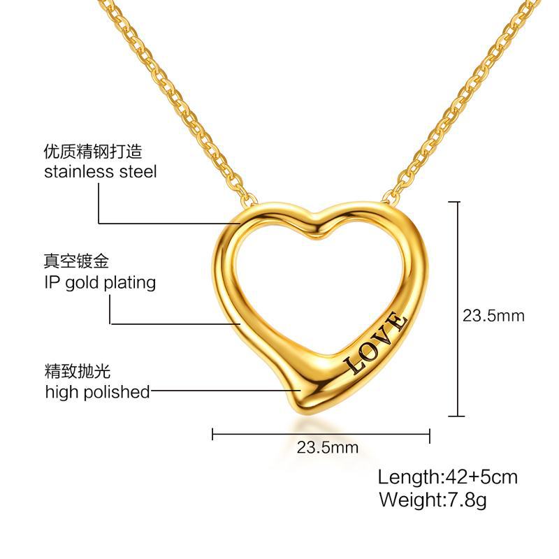 Stianless steel necklace women love heart necklace Stainless steel ...