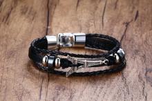 Stainless steel bracelet Eiffel Tower multilayer leather bracelet